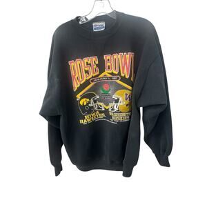 Vintage Hanes Black Rose Bowl 1991 Iowa Hawkeye Washington Huskies Sweatshirt XL